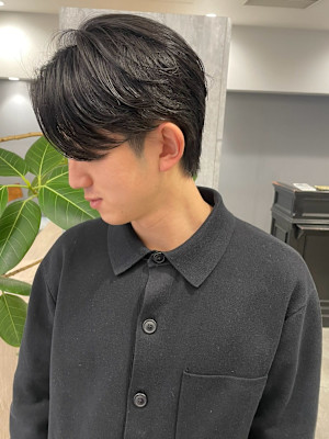 センターパート マッシュ ニュアンスパーマ メンズパーマ