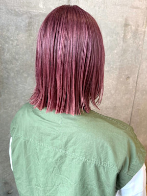 ピンクラベンダー ダブルカラー ハイトーンボブ 艶髪