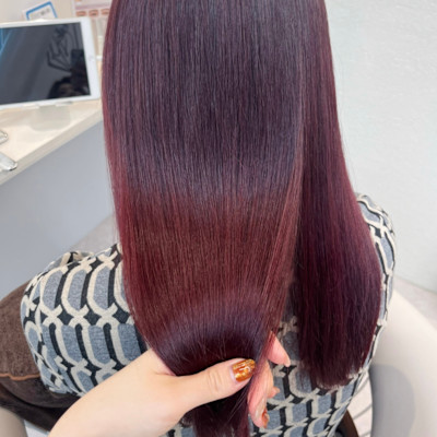 髪質改善酸熱トリートメント/赤髪/韓国風レイヤーカット