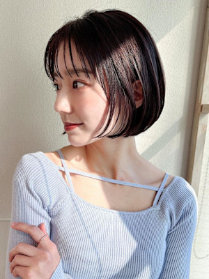 美髪大人ショート丸みマッシュショートイメチェン分け目なし