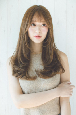 レイヤー　ワンカール　ロング　ベージュカラー　20代30代