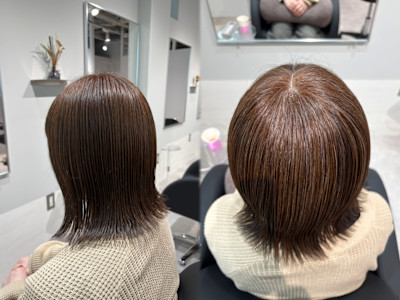 ブリーチ無しで出来るアンブレラカラーで白髪ぼかし【船橋】