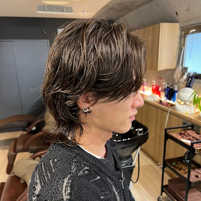 センターパート/ウルフパーマ