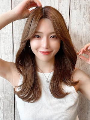 韓国風レイヤーイメチェンハッシュカットワイドバング美髪