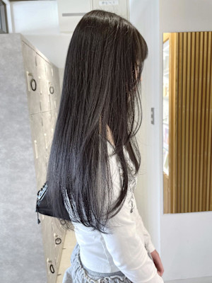 レイヤー/ブルーブラック/韓国ヘア/顔周りレイヤー/ロング