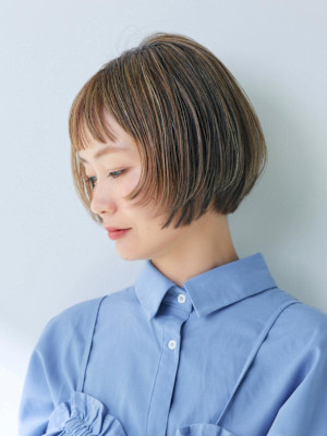 白髪ぼかしハイライト ショートボブ【FIRST】鈴木幸子