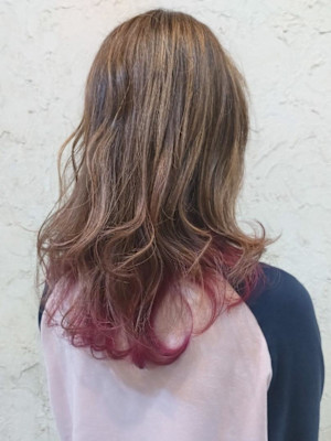 【Flor_戸塚】*裾カラー+ピンク×ヘーゼルベージュ*