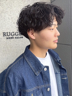 センターパート マッシュ ニュアンスパーマ 20代 30代