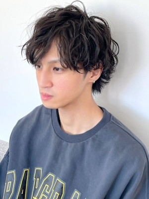 ニュアンスパーマ メンズパーマ マッシュ ミディアム