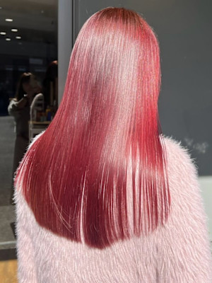 チェリーピンク ハイトーン ダメージレスカラー 髪質改善