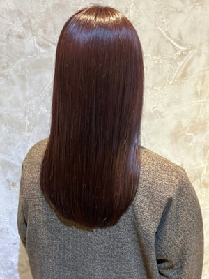 ピンクラベンダーカラー 髪質改善カラー 暖色系 セミロング