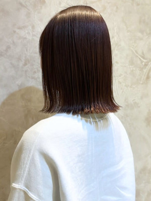 髪質改善縮毛矯正 髪質改善カラー ベージュ 外ハネボブ