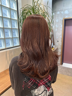 チェリーブラウン/コテ巻きヘア/大人ガーリー