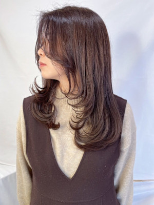 【MICHI 富田店　古作蓮】グレージュ レイヤー カール