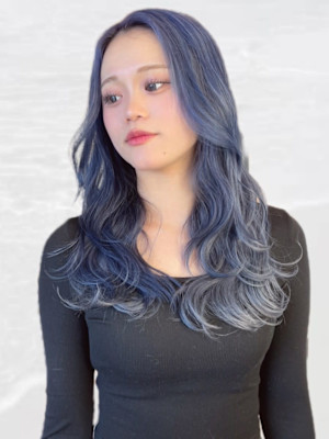 【MICHI 富田店　古作蓮】ブルー ダブルカラー ロング