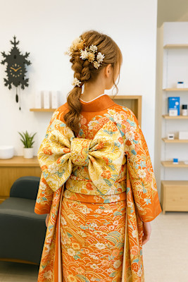 ドライフラワーとセミロング