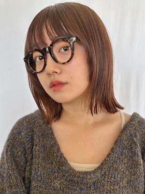 シャギーレイヤー/ショートボブ/オレンジブラウン