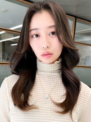 【艶感★シースルーバング】韓国ヘア20代30代ウェーブ巻き髪