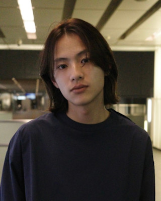 メンズボブ/ブラウン/センターパート