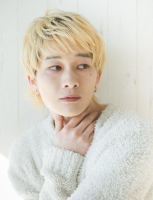 メンズショート マッシュウルフ ハイトーン