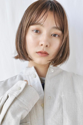 長がめバンク/ニュアンスボブ/透明感ベージュ 