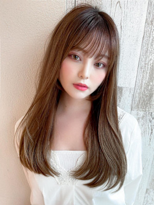 イメチェンロングレイヤー顔周りレイヤー後れ毛小顔カット美髪