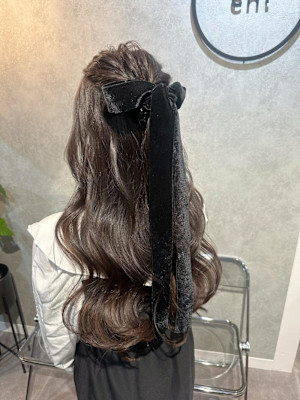 ★推し活ヘアアレンジ黒リボン
