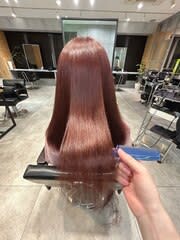 ツヤツヤ髪質改善ピンクカラー