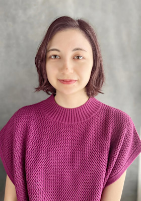 外ハネ/外ハネショートボブ/エアリーボブ/ワインレッド