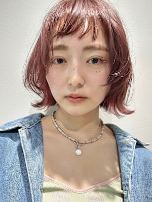 くびれボブ/インナーカラー／ピンク 