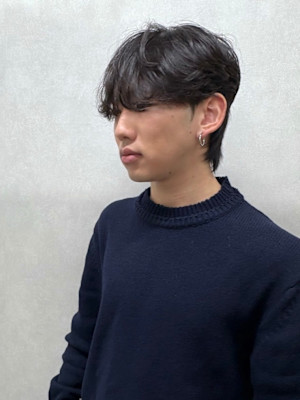 重めマッシュショート／韓国ダウンパーマフェザーショート