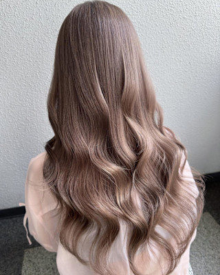 マロンベージュ_韓国風巻き_ラベンダーミルクティー_