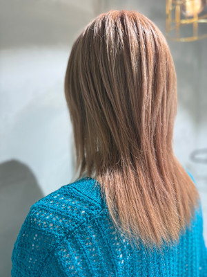 ダブルカラー×ベージュピンク