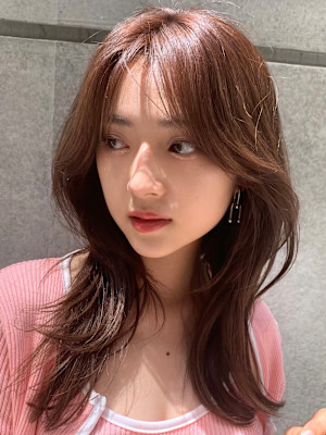 髪質改善＊顔回りレイヤーピンクベージュ＊