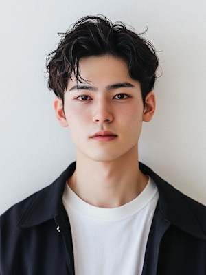 メンズ　アップバング　ビジネス　センターパート