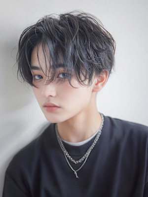 かきあげセンターパートフェザーカール