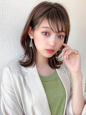 イメチェンウルフひし形シルエット外ハネボブ美髪ワンカール 