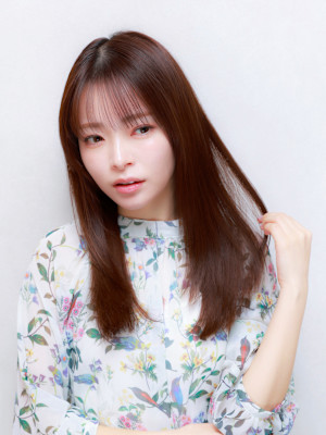 髪質改善ストレート×透明感マロンベージュ