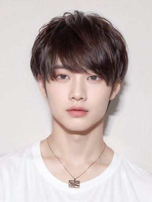 毛流れセンターパート無造作パーマツーブロック刈り上げ