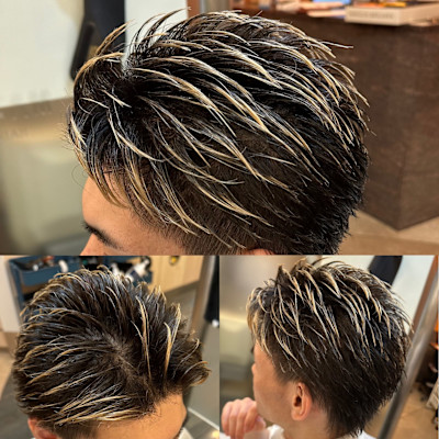 金メッシュショートウルフツーブロック