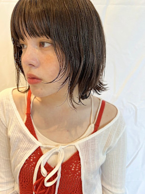 外はねボブ×グレージュ(ブリーチなし） 