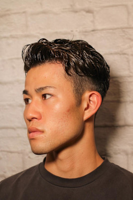 七三ツーブロ×パーマ