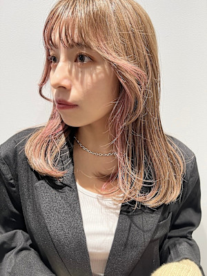 韓国風顔まわりデザインインナーカラー 