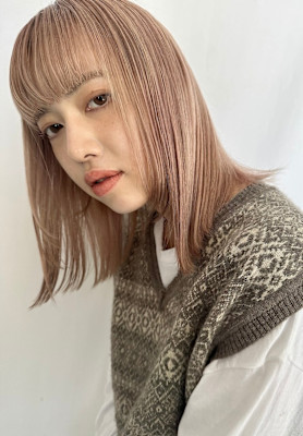 艶髪ミルクティーベージュ/ケアブリーチ/Wカラー 