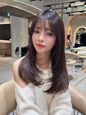 韓国髪質改善レイヤーカットホワイトブロンドワイドバング美髪