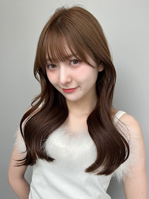 ロングレイヤー/顔周りレイヤー/ウェーブ巻き/フェミニンロン