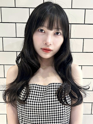 黒髪ヘア/ぱっつん前髪/艶髪/イメチェン/韓国 