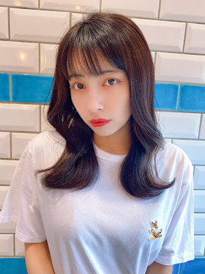 韓国髪質改善レイヤーカットホワイトブロンドワイドバング美髪