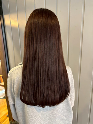 チョコレートブラウン ロングヘア 髪質改善トリートメント 美
