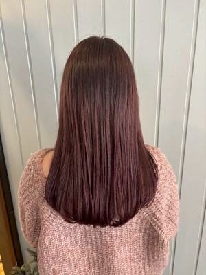 ピンクブラウン 艶髪ロング 暖色系 ブリーチなしカラー ２０
